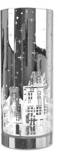 Glass House Candle Holder in Silver Finish 20 cm