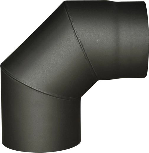 Dūmvada līkums 125 mm 90° melns, biezums 1,5 mm