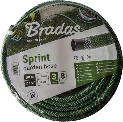 Dārza šļūtene SPRINT 1/2" 30 m necaurspīdīga zaļa