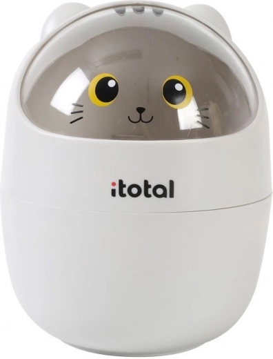 Mini desk trash can grey cat