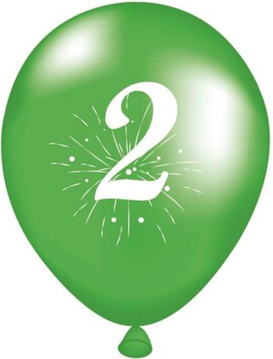 Balloons with Number 2, 5 pcs, latex