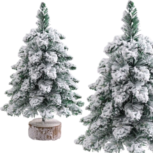 Dekoratīvs apsnidzis Ziemassvētku kociņš uz stumbra 60 × 16 cm
