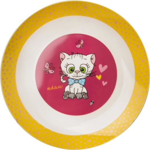 Children’s shallow portion porcelain plate Cats 21 cm