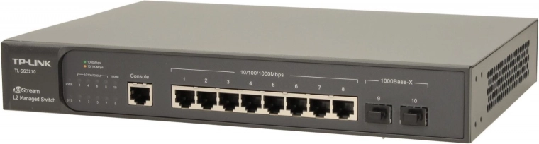 Komutators TP-Link TL-SG3210 — 8 RJ45 porti un 2 SFP sloti