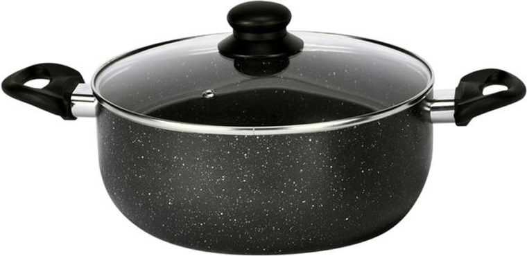 Katls ar stikla vāku 24 cm ar nepiedegošu pārklājumu