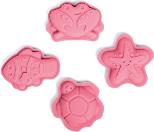 Bigjigs Toys silikona smilšu formiņas – rozā jūras formas