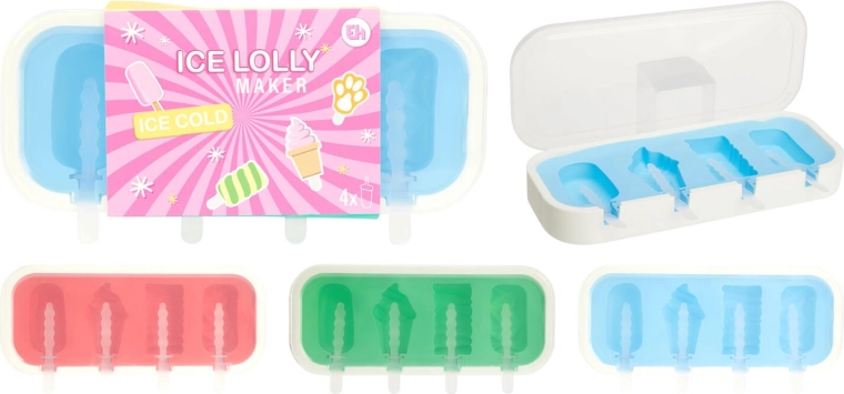 Polypropylene and silicone ice pop mold, 4 pcs
