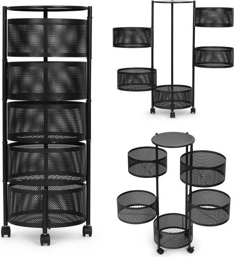 ModernHome Kitchen Rolling Organizer with Swivel Baskets