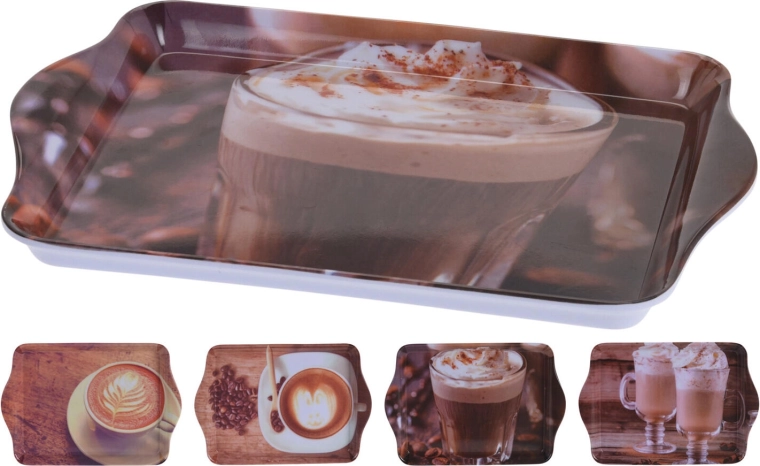 Melamine Tray Coffee 21 × 14.3 × 2 cm, assorted designs