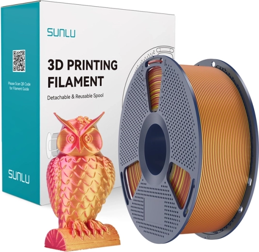 Sunlu PLA+ Silk divkrāsu filaments 3D drukai (sarkans/zelts)