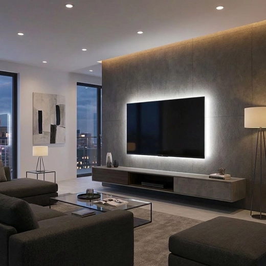 Ideal as backlighting behind a television