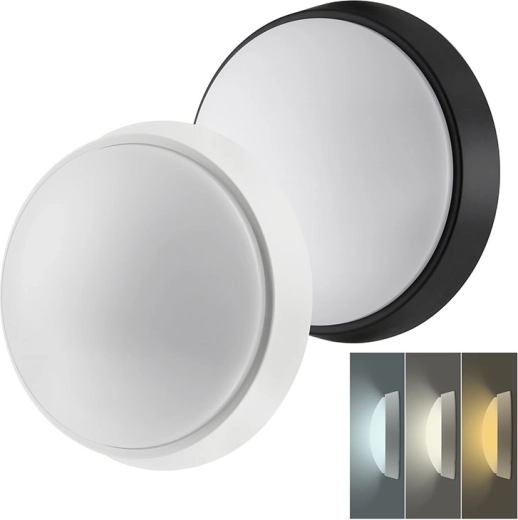 Solight round LED wall and ceiling light with selectable light color temperature 3CCT and replaceable cover