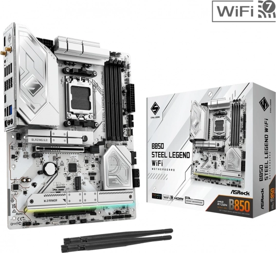 Balta mātesplate B650 Steel Legend WiFi AM5 ATX