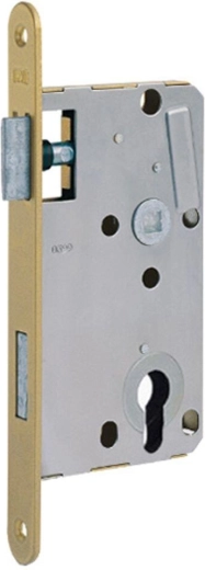 Mortise cylinder lock 72/80 L with gearbox, semi-chromate