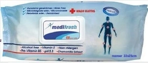 Medifresh mitrās salvetes pieaugušajiem ar klipsi, 60 gab.