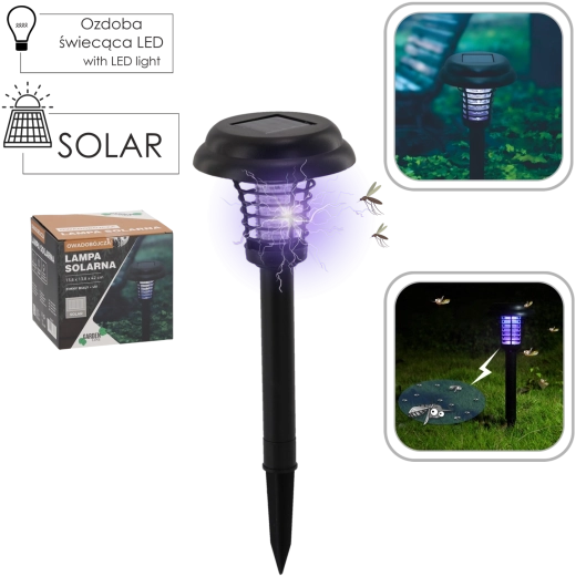 Saules dārza lampa ar kukaiņu slazdu 13,8 × 13,8 × 42 cm