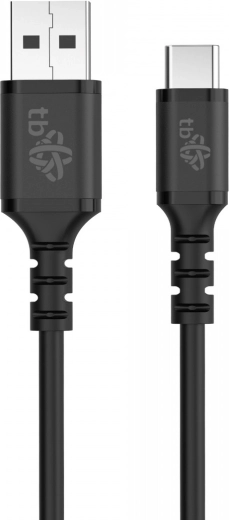Silikona kabelis USB–USB‑C 50 cm, melns