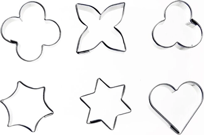 Set of mini stainless steel cookie cutters, assorted shapes, 6 pcs