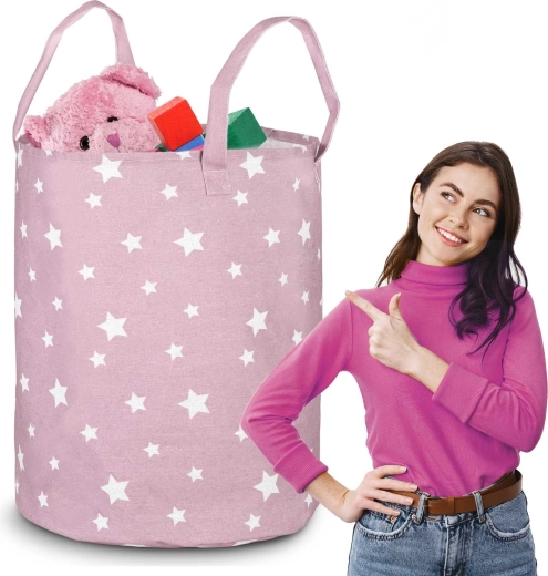 Pink cotton NUKIDO toy basket