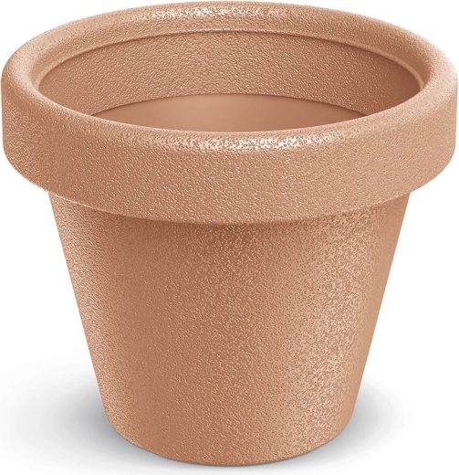 Plastmasas puķu pods ar reljefu apmali, diametrs 29,8 cm, terakota