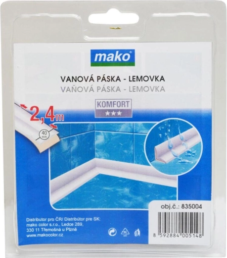 Vannas blīvēšanas apmale 40 mm, 2,4 m, balta