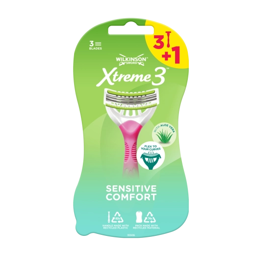 Wilkinson Xtreme3 Sensitive Comfort sieviešu vienreizlietojamais skuveklis 3+1