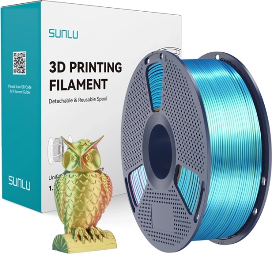 Sunlu PLA+ Silk trīskrāsu filaments sarkans–dzeltens–zaļš