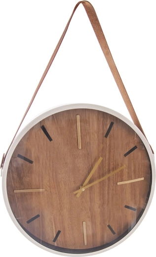 Bēšas sienas pulkstenis no koka un metāla 38 cm