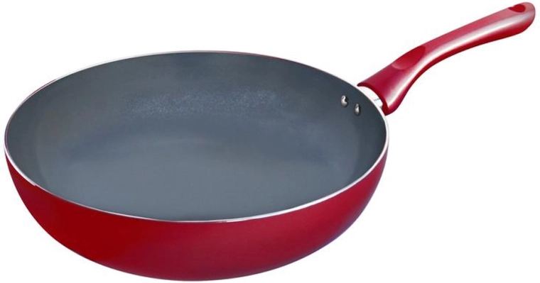 Toro Kitos Wok Pan with Ceramic Non-Stick Coating, 28 cm, Red