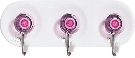 Self-adhesive hook rack with 3 hooks, plastic and metal, mixed colors 11 × 4 cm