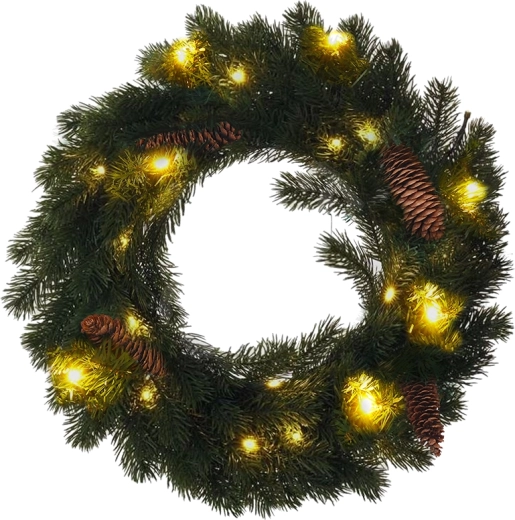 Solight Ziemassvētku vainags ar LED apgaismojumu, 40 cm