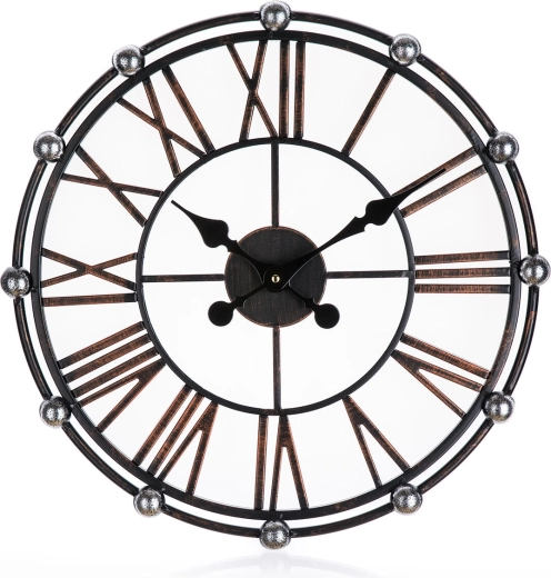 Wall Clock, Round, 50 cm, Bronze