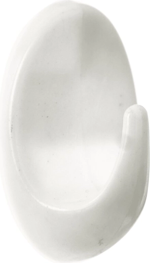 Balts plastmasas ovāls āķītis, mazs 1 gab.