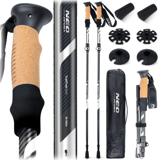 Tūrisma nūjas Neo Sport 85–130 cm ar korķa rokturi un Click&Go sistēmu