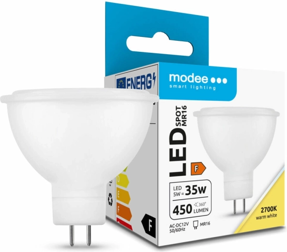 LED spuldze Modee Lighting GU5.3 MR16 5 W silti balta 2700 K, 450 lm, 100°