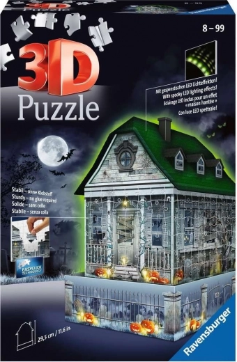 Ravensburger 3D puzle spoku māja ar spīdēšanas efektu tumsā, 216 detaļas