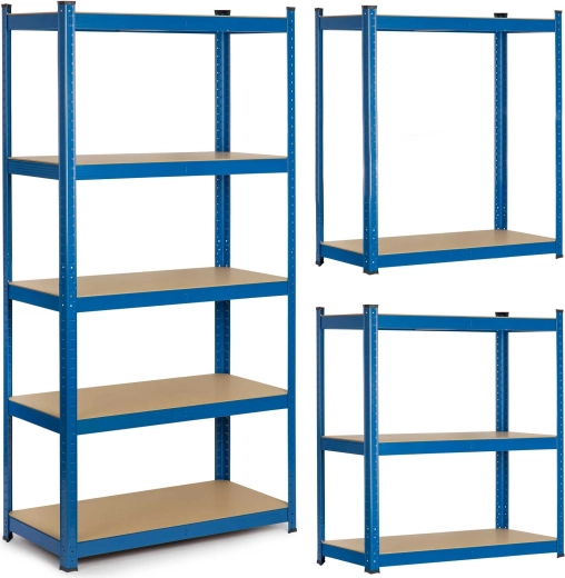 Metāla plaukts HUMBERG 180 × 90 × 40 cm, zils, 5 plaukti, nestspēja 875 kg