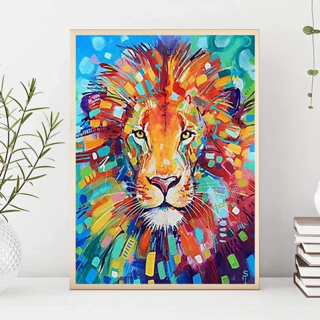 Dimanta gleznošana 5D – krāsains lauva 40 × 50 cm