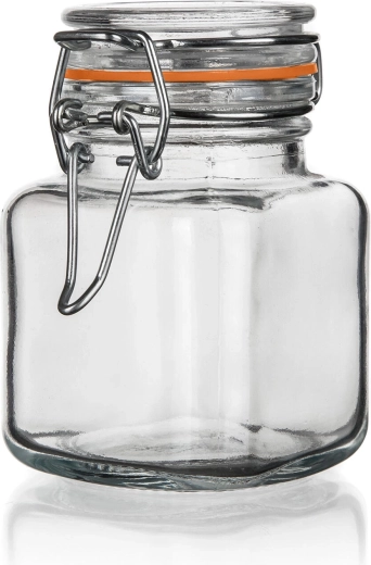 Stikla hermētiskā burciņa LINA 100 ml, kvadrātveida ar patentēto aizdari