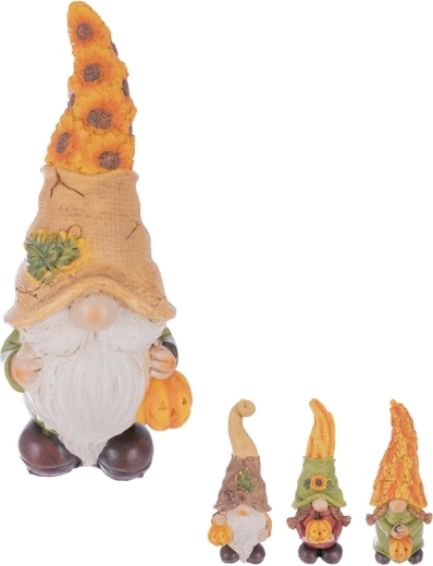 Decorative gnome with pumpkin made of polyresin, 30 cm (assorted 4 variants)