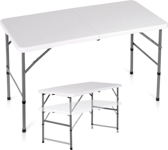 Vilde saliekamais ēdināšanas galds 2in1, balts 120 × 60 cm, augstums 49/73,5 cm