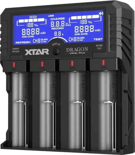 XTAR Dragon VP4L Plus Li‑ion un Ni‑MH akumulatoru lādētājs