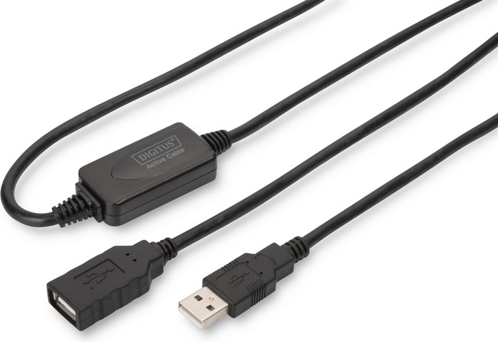 Aktīvais pagarinātājkabelis USB 2.0 USB-A (vīrišķais) uz USB-A (sievišķais) 15 m, melns