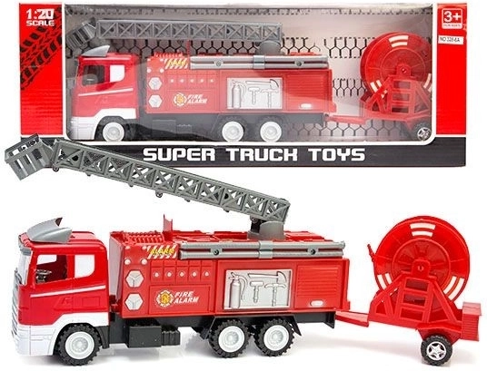 Fire truck with friction drive and trailer - 1 piece
