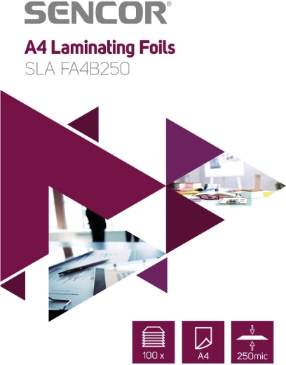 SENCOR A4 Laminating Pouches, 250 Microns, 100 pcs