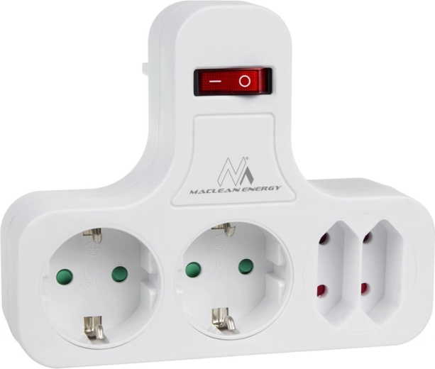 Socket splitter with switch type F (Schuko) – 4 outlets