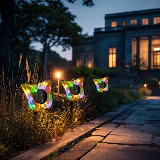 Yellow Butterfly Solar Stake Light with LED