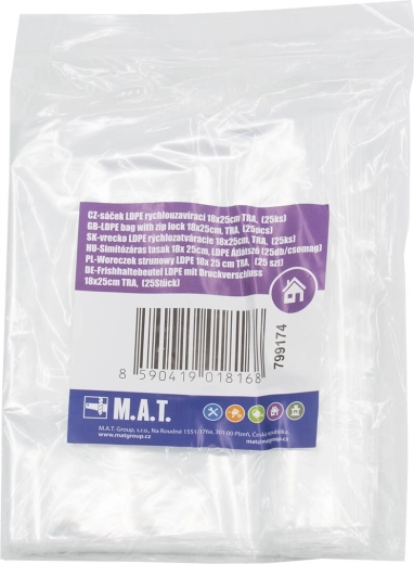 LDPE Resealable Bags 18 × 25 cm, Transparent (25 pcs)