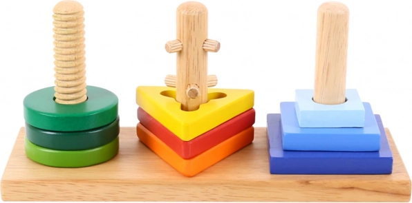 Koka izglītojošais formu šķirotājs Bigjigs Toys – uzliec un pagriez