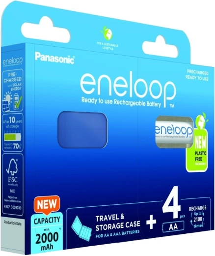 Eneloop AA 2000 mAh Rechargeable Batteries – set of 4 with case